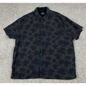 Nat Nast Shirt Men Extra Large Black Palm Tree Floral Short Sleeve Silk Blend XL